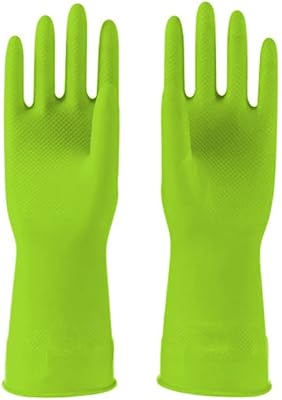 Rubber dishes glove, very thick, long sleeves, kitchen cleaning, work, painting, gardening, animal care, large, green.. Need something fast? Order it now from DIAYTAR Nigeria.