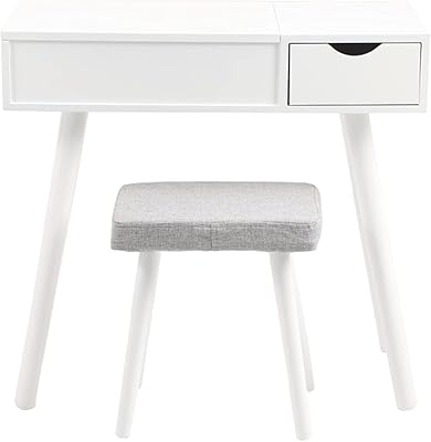 Small wooden makeup table with drawers made with Android chamber furniture, 77 x 40 x 117 cm, white corner table.. Discover shopping simplified with DIAYTAR NIGERIA's comprehensive platform and reliable 5-8 day shipping.
