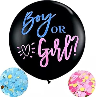 Confettis ball amir gender reveal, 36 inch, black latex ball for boys and girls delivered with blue and pink confetti for baby showers and revelation celebrations of the genre.. Discover shopping reimagined with DIAYTAR NIGERIA's extensive catalog and 5-8 day delivery service.