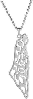 Pandentive necklace card of Palestine, long fashionable chain for women and men, silver jewelry of the Middle East.. Discover endless possibilities with DIAYTAR NIGERIA's comprehensive selection and reliable shipping.