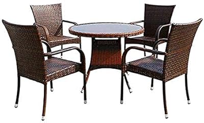 Rattan outdoor furniture set consisting of 4 armchairs and a round table.. Why wait? Get your order in 5–8 days with DIAYTAR Nigeria.