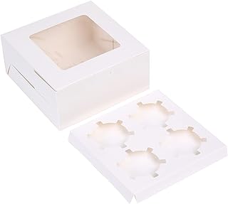 KRAFT paper cupcake box with 4 Red Dot Gift® cavities (package of 12) with inserts containing cupcakes for bakery and pastry for the house and the confectionery (white).. Looking for a deal? DIAYTAR Nigeria has thousands waiting for you.