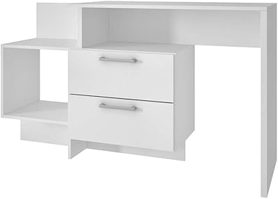 PRV computer desk with 2 drawers and storage compartment, white - H76.5 cm x L94.5 cm x D93 cm.. DIAYTAR NIGERIA delivers more than products - we deliver affordable solutions within the week.
