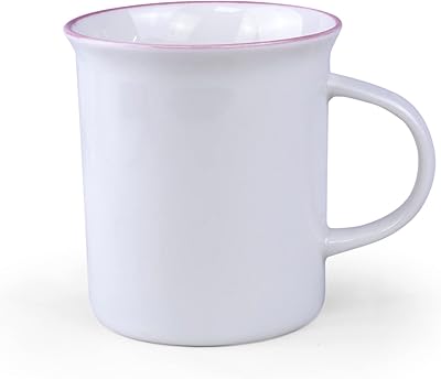 Shalo porcelain ceramic cup 330 ml - 8.5 x 9.5 cm white with matching color stripes.. DIAYTAR NIGERIA delivers on convenience and affordability with our reliable nationwide shipping.