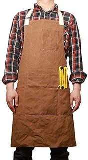 Qis Tools apron for men with 6 pockets, tools tool in waterproof waxed canvas, robust carpenter's apron, suitable for cooking, garden, pottery, workshop, crafts, color 2: dark brown, 87l x 69w cm.. Your ultimate shopping destination, DIAYTAR NIGERIA combines extensive selection with affordable shipping.
