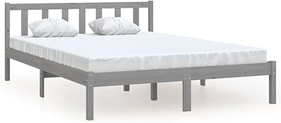 FIDAXL Wooden Bed Frame Solid Pin, Bedroom Furniture Accessories, Modern Wooden Bed Bedy, Bed box spring for adults, children, adolescents, gray 120 x 200 cm.. DIAYTAR NIGERIA delivers more than products - we deliver affordable shopping satisfaction nationwide.