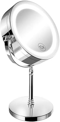 Makeup mirror double magnification 10x Taltiair with 18 LED lights, 360 degree - 7 inch rotation, chrome finish.. Discover the perfect shopping experience with DIAYTAR NIGERIA's vast selection and prompt delivery service.