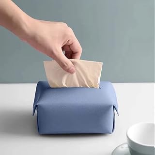Modern square tickler box lid, facial leather hook holder for bathroom, dressing table, bedside table, bedroom, chest of drawers, office, car (blue).. Discover endless possibilities with DIAYTAR NIGERIA's comprehensive selection and reliable shipping.