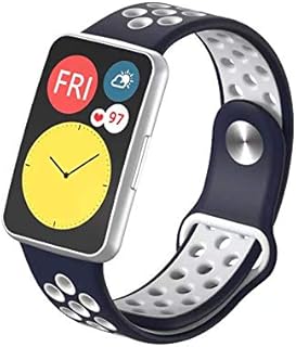 Dado silicone spare bracelet compatible with the Huawei Fit watch, Huawei Fit Bicolor watch bracelet (dark blue and white).. Your ultimate shopping destination, DIAYTAR NIGERIA combines extensive selection with affordable shipping.