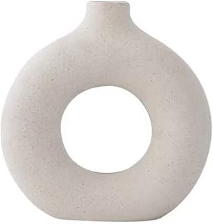 Bamboo decor | Modern ceramic vase with simple design_flers and dried plants northern style bohemian style for dining table decoration - hairdresser (beige donut 18 cm).. DIAYTAR NIGERIA brings the nation's largest product catalog to your doorstep at prices you'll appreciate.