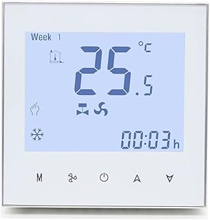 Intelligent WiFi Ezlife Tuya/Smart Life AC WiFi thermostat with FCU central air conditioner controller, energy saving 95-240V AC with Alexa and Google Home (Silver White Frame).. Experience shopping without compromise at DIAYTAR NIGERIA, with vast selection and quick delivery.