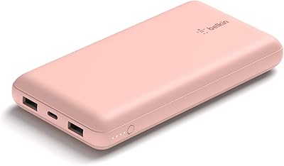 Portable food bank with USB C port with a capacity of 20,000 mAh (20k) with two USB A ports and a USB C to USB A included for iPhone, Galaxy and others from Belkin - Rose Gold.. From fashion trends to home essentials — find it on DIAYTAR Nigeria.