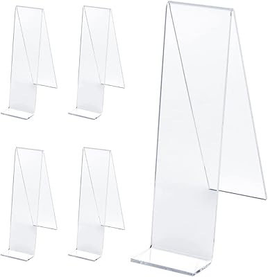 AMIAZYTM 5 pieces Book supports in transparent acrylic for table book display, signage plate support, greeting cards, birthday cards, desire cards, versatile support.. DIAYTAR NIGERIA combines extensive product options with budget-friendly prices, delivered in 5-8 days.