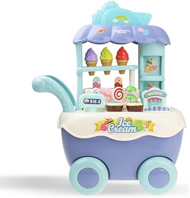 AEPRO - Candy and children's ice cream carriage for pocket lamp and music, educational game house, children's birthday gift (blue).. Shopping made simple with DIAYTAR NIGERIA's vast selection and budget-friendly nationwide delivery.