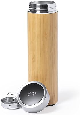 Gino 500 ml intelligent water bottle in stainless steel - hot water bottle isolated in bamboo - for the house, the office, the school, the gym and the work outside.. Shop without compromise at DIAYTAR NIGERIA, where quality, affordability, and quick delivery coexist.