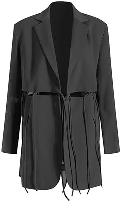 Yebdd Blazers relaxed for women, long notched sleeves, cuts, solid bandage, spring clothes (color: white style, size: code m).. Nigeria's favorite online shopping platform, DIAYTAR offers unbeatable prices and delivery within a week.