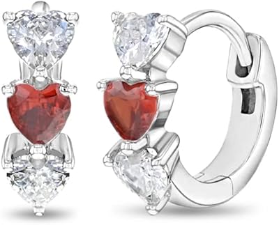 Huggie earrings in Sterling 925 silver silver with cubic heart and zirconia, 10 mm - pair for babies, toddlers and young - shiny and lovely earrings, ideal for a birthday gift.. DIAYTAR NIGERIA: Empowering Nigerians with access to affordable products delivered within 8 days.