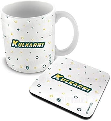 Coffee cup, jhingalala ceramic tea with glass, printed cup of the Kulkarni family name and glass underneath, birthday, birthday or any occasion, white, 325 ml.. Why waste time in traffic when you can shop online at DIAYTAR Nigeria? Enjoy convenience, unbeatable prices, and prompt delivery anywhere in Nigeria.
