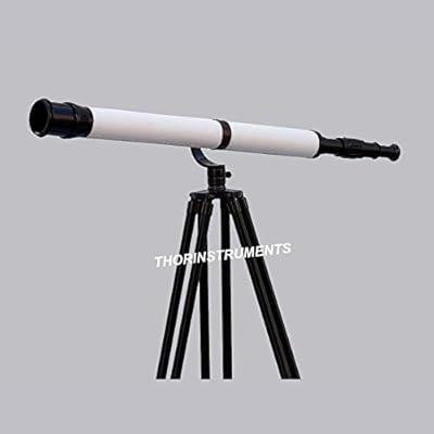 Galileo nautical telescope in white leather Thorstruments 60 \ "in bronze finish with support.. DIAYTAR NIGERIA makes quality accessible with our extensive catalog and competitive delivery rates.