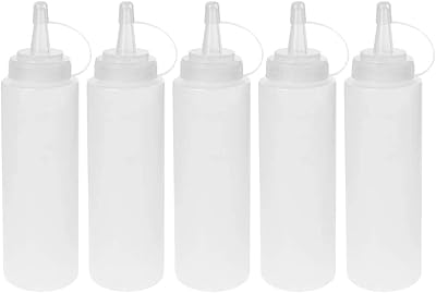 5 bottles of compressible macintech plastic condiment (240 ml) with folding lids and measurements.. Discover a world of choices with DIAYTAR NIGERIA's extensive marketplace and prompt shipping service.