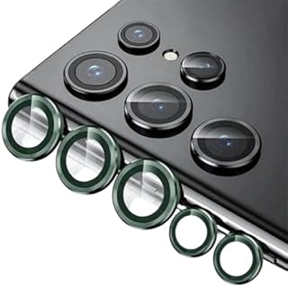 Zigg camera lens protector compatible with Samsung Galaxy S22 Ultra HD, aluminum alloy, tempered glass, adhesive accessories (green).. DIAYTAR NIGERIA: Where shopping is easy, prices are low, and delivery is just days away.
