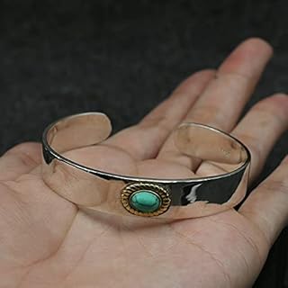 Kejing S925 Silver Thai retro sterling silver Hand Open Elegant Bracelet Inlaid Turquoise Men Women (Gem color: 12 mm Width 31g).. Spend less, get more — that’s the DIAYTAR Nigeria promise.