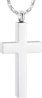 Cristal cross pendant for ashes - Commemorative jewelry in stainless steel - pendant urn Crucifix Religious commemorative for animals.. DIAYTAR NIGERIA brings the marketplace to every Nigerian home with affordable prices and quick delivery.