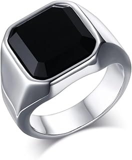 Cosiosilk 316L stainless steel rings, Natural Agate Square Rings Handmade for Men, Simple and Highly Polished Design, Bijoux gift for men.. DIAYTAR NIGERIA: Where quality meets affordability, with thousands of products delivered in less than 8 days.