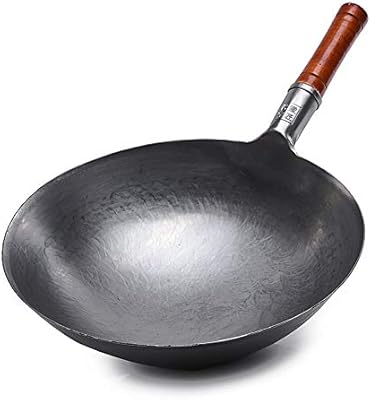 Traditional chinese frying stove in steel with hammered by hand EC dot with bamboo handle and steel handle (13.4 inch).. Your one-click solution to affordable shopping, DIAYTAR NIGERIA delivers quality products nationwide.