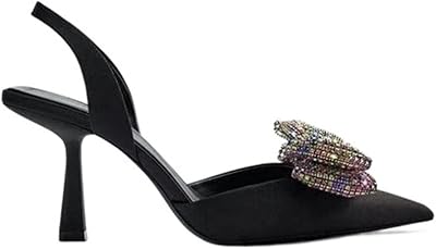 Zazuzu Summer Sandals with White Stopwords for Women, Luxury Shoes with Black Butterfly and Strass knot, high -pointed heels, Sexy high heels (Color: Hortel, Size: 41).. DIAYTAR NIGERIA brings affordable products to every doorstep with our reliable 5-8 day shipping.
