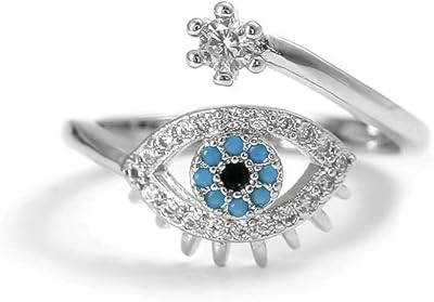 Open rings plated platinum evil eye for women, jewelry in fashion in Cz zircon crystal, trendy gift, adjustable ring.. Experience shopping freedom with DIAYTAR NIGERIA's vast catalog and nationwide 5-8 day shipping.