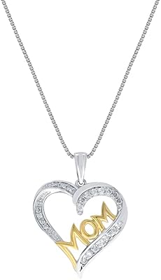 La Joya 1/6-1/2 Carat Total weight (CTTTW) Collar with diamond heart pendant cultivated in laboratory for Mother's Day in Sterling 925 yellow gold plated with silver chain-ideal for mom, grandmother and grandmother.. Unlock endless possibilities with DIAYTAR NIGERIA's affordable marketplace and reliable delivery service.