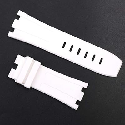 Watch bracelet - Rubber band for men of 28 mm, Ardillon loop clasp for AP Audemars Piguet 15703, Waterproof silicone sports bracelet (white with silver clasp).. DIAYTAR NIGERIA: Where shopping meets satisfaction with affordable prices and prompt delivery services.