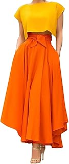 Long Trapèze high -waisted skirt with women's pockets, vintage flared skirt.. Shop from Nigeria's largest product selection at DIAYTAR, with budget-friendly prices and swift delivery.