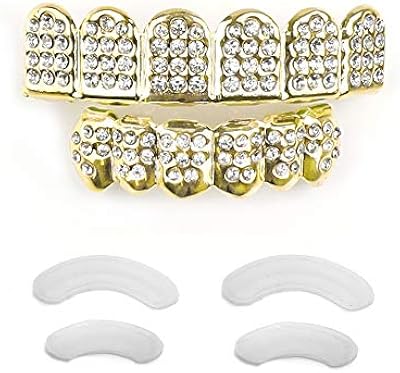 Set of Tsanli gold gates, CZ diamond diamond grids, 24 -carat gold and lower gold grids, hip hop bling hip hip glazed bars + additional flow bars + microfiber cloth.. DIAYTAR NIGERIA revolutionizes online retail with our vast selection and cost-effective delivery options.