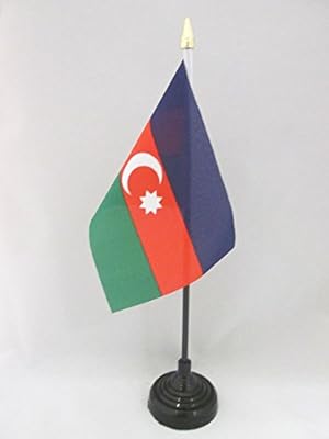 Az Flag Table Flag of Azerbaijan 4 "X 6" - Office flag of Azerbaijan 15 x 10 cm - Golden spear surface.. DIAYTAR NIGERIA delivers happiness in 5-8 days with our affordable and diverse product range.