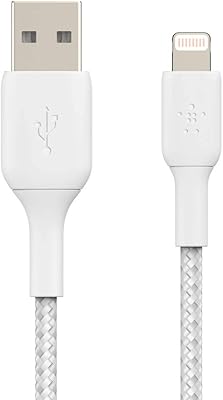 USB braided iPhone cable to Lightning Belkin - White (3 meters).. DIAYTAR NIGERIA delivers value, variety, and convenience with our nationwide 5-8 day shipping.