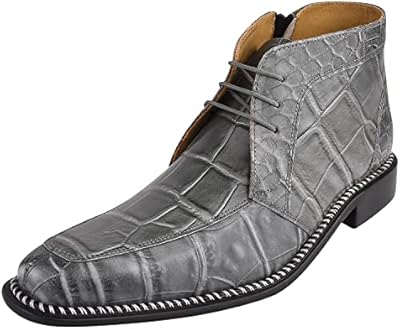 Formal lace -up shoes and crocodile print for men, ankle height, side zipper, gray, size 8, gray, 41 eu.. Why pay more? DIAYTAR Nigeria gives you the best for less.