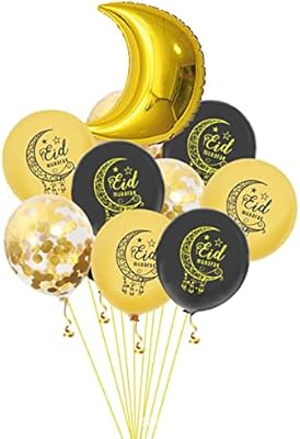 Eid Mubarak Balloons in gold and black (batch of 10 pieces) for Eid decorations | High quality balloons for Eid al-Fitr and Eid al-Adha.. Shop from anywhere in Nigeria and receive your DIAYTAR purchases at affordable prices within a week.