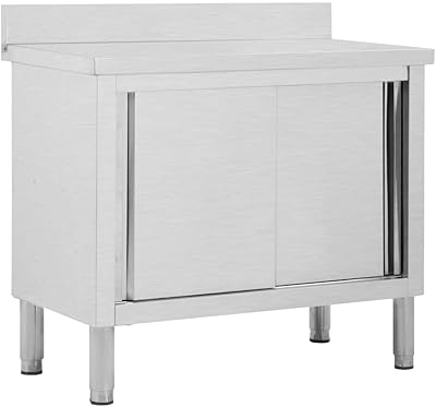 Fedexcel work table with sliding doors, hygienic design, work table and storage cabinet for kitchen equipment, restaurant cabinet, 100 cm stainless steel.. DIAYTAR NIGERIA: Your affordable marketplace with reliable 5-8 day shipping across Nigeria.