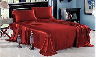 Kanak Textiles 6-piece beds in ultra soft and silky satin in bright colors (flat sheet + cloth sheet + four pillowcases) with 63 cm deep King size burgundy.. DIAYTAR NIGERIA: Bringing quality products to your doorstep at prices that won't break the bank.
