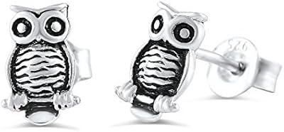 Sterling silver owl earrings - 8 mm.. Shop smarter with DIAYTAR Nigeria — affordable prices and a wide product range delivered in just 5 to 8 days.