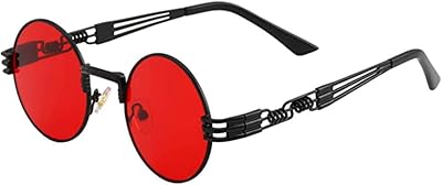 Steampunk sunglasses with Delfino Metal Round Mount, Happie Clipte Suns John Lennon with round mirror glasses for men and women, Red.. With DIAYTAR Nigeria, your wishlist becomes reality, fast.