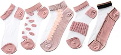 Socks, silk low, summer socks in silk mesh, transparent pink socks to the ankle, socks in transparent lace, short elastic socks ultra fine in silk, women girls, 5 pairs, cherry red, one size.. DIAYTAR NIGERIA transforms dreams into deliveries with our affordable prices and reliable shipping.