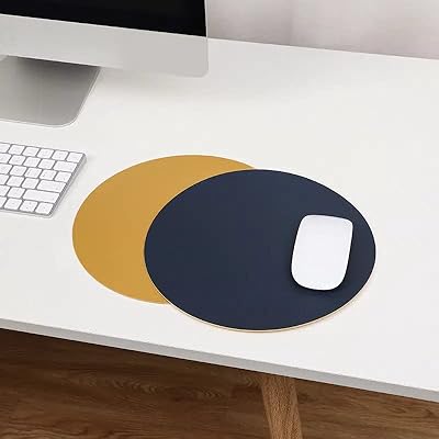 Double -sided Round PUP round mouse carpet, easy to clean, for desk, house, laptop, size 10 "x 10" (dark blue + yellow).. Affordable luxury and fast service — only on DIAYTAR Nigeria.