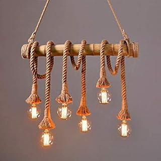 Suspension mr.3 vintage - bamboo chandelier with 6 heads hanging in hemp rope - ceiling light - 27 screw lamps for cafes, bars and restaurants - Creative chandelier.. Make every purchase count with DIAYTAR Nigeria — shop smart, shop fast.