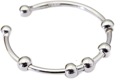 Zazuzu Silver Singles for Women, 2022 New 925 In Sterling Fidget Sterling Pearls Adjustable Ring for Women Men freely run anti-stress Anxiety Fashion Blessed Blessed.. Quick delivery. Quality products. Great deals. That’s DIAYTAR Nigeria.