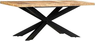 Fidaxl Dining table in solid raw mango wood, modern kitchen, dining room studio, rectangular dining table with solid wood with base 180 x 90 x 76 cm.. Shop confidently with DIAYTAR NIGERIA, offering affordable prices and reliable delivery within a week.