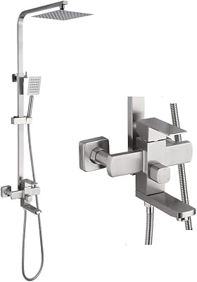 Rokuime luxury shower tap set, rain effect showering mixer with hand shower head and stainless steel bathtub Sus 304 (3 -way, square, silver).. DIAYTAR NIGERIA stands as your affordable shopping ally with nationwide delivery in just 5-8 days.