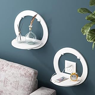 2 -room wall floating shelves, display, perfect for interior decoration and display of awards, photos and pots in pots. (round).. DIAYTAR NIGERIA: Where every purchase is affordable and delivery is always within a week.